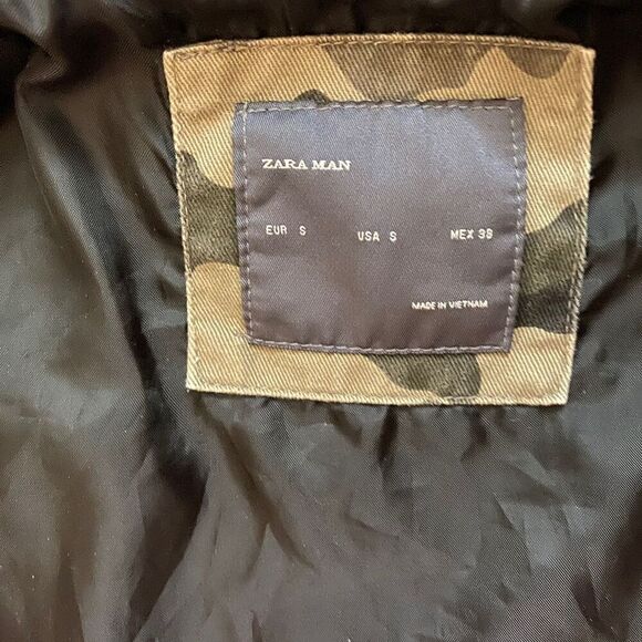 ZARA MAN Men's Camouflage Hooded Military Jacket Multicolor Zip Size S - Picture 5 of 16